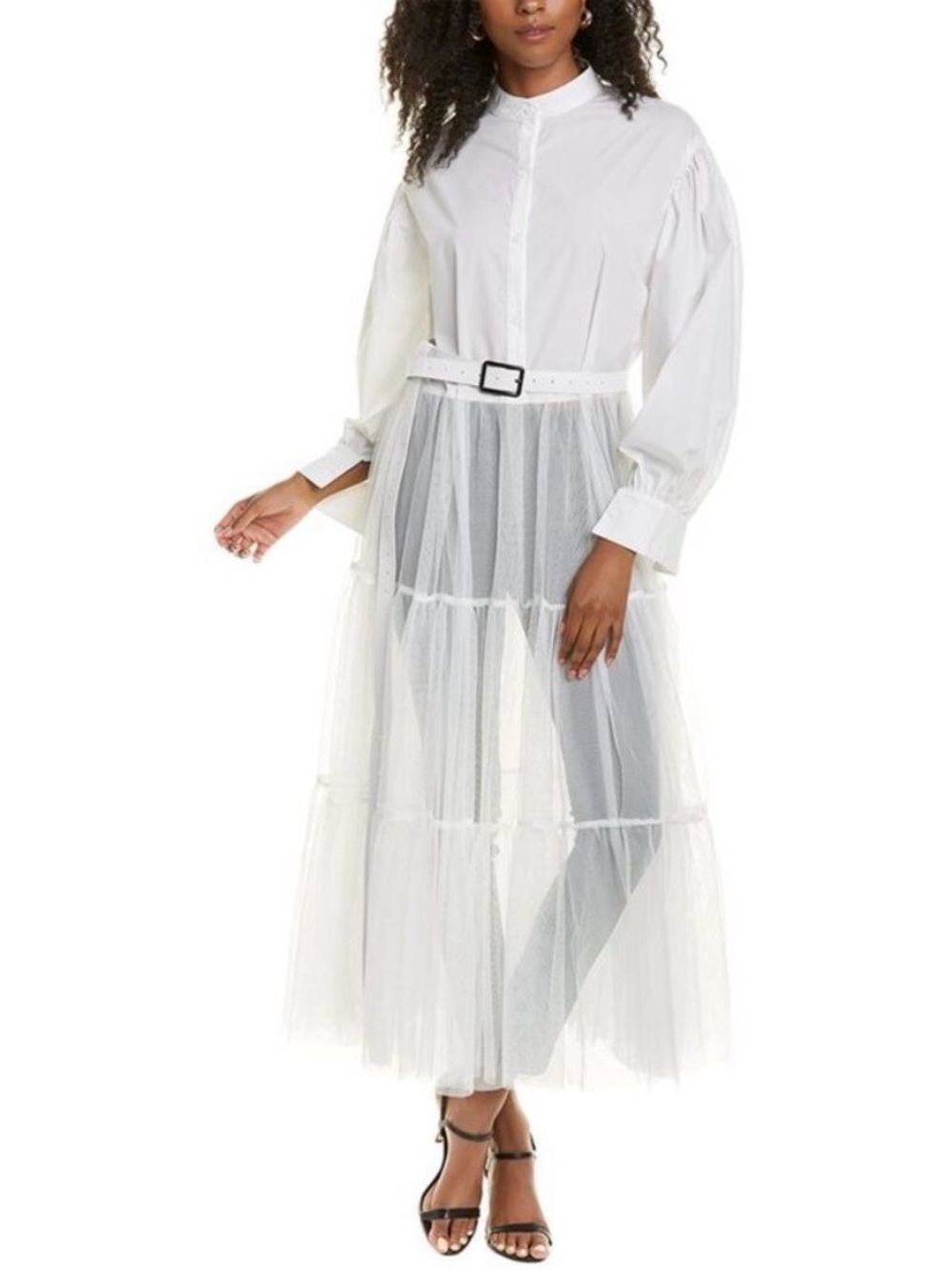 Gracia Womens  Tiered Tulle Maxi Dress Sz M